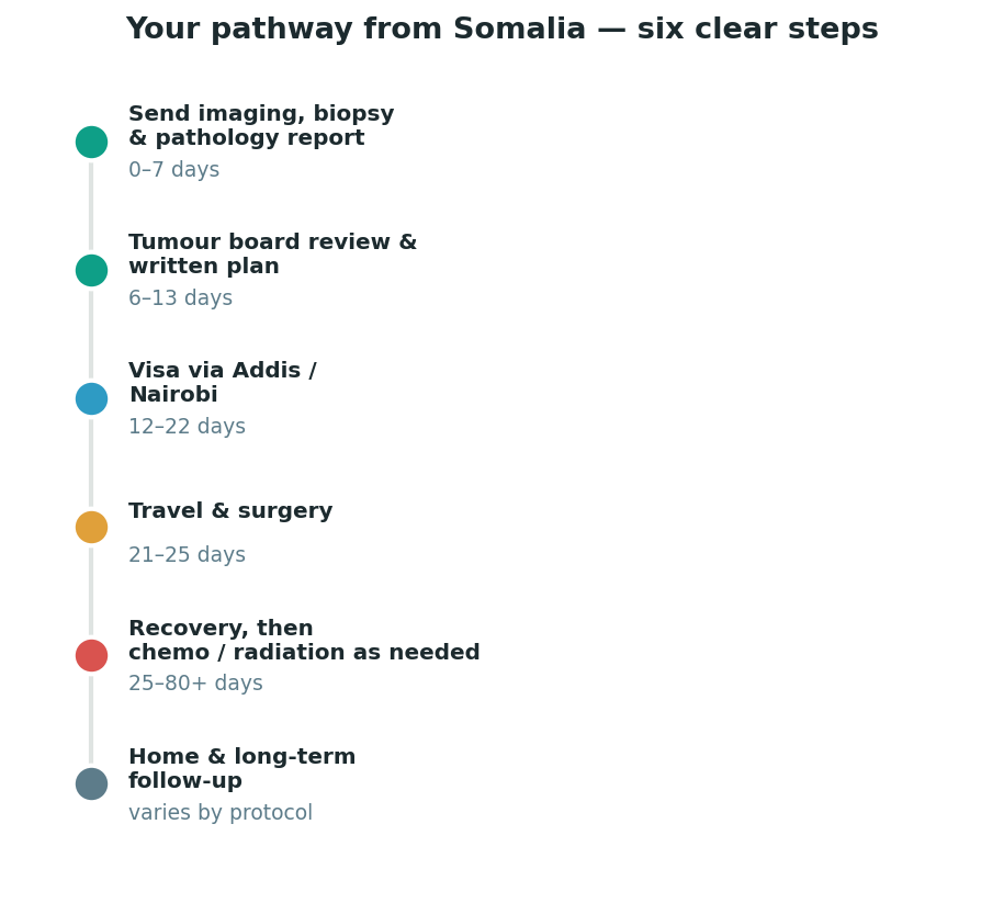 Chart: The practical journey from Somalia — plan it before you fly