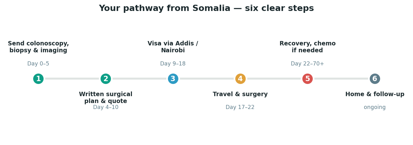 Chart: The practical journey from Somalia — plan it before you fly
