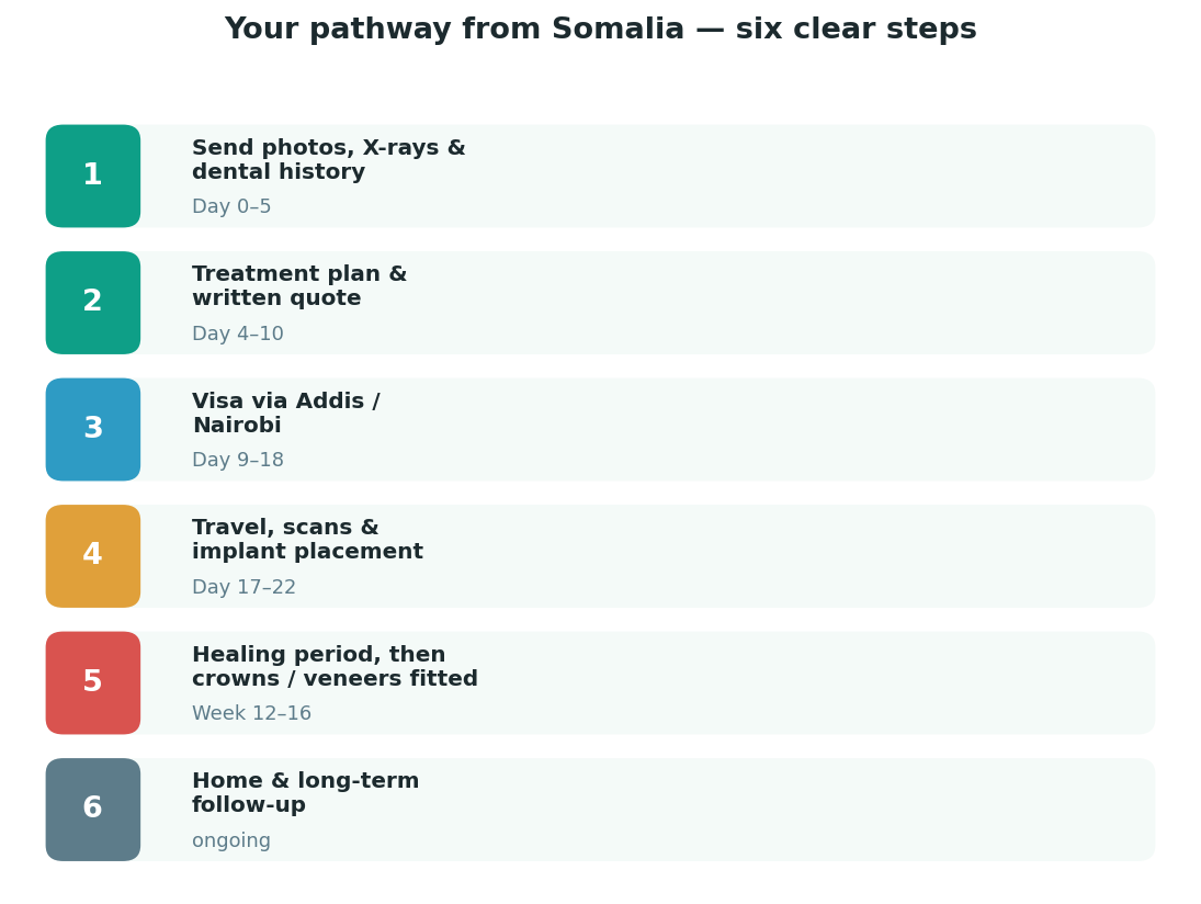 Chart: The practical journey from Somalia — plan it before you fly