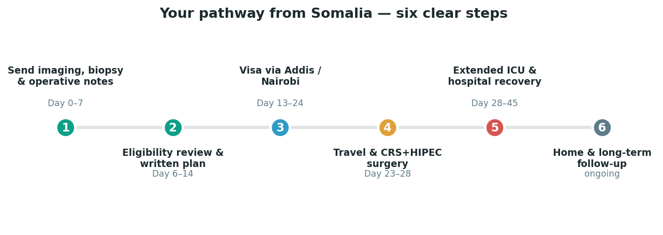Chart: The practical journey from Somalia — plan it before you fly