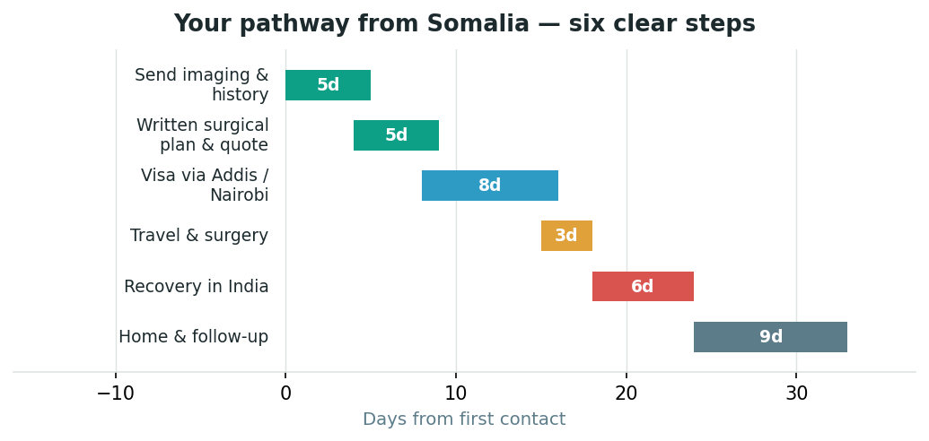 Chart: The practical journey from Somalia — plan it before you fly