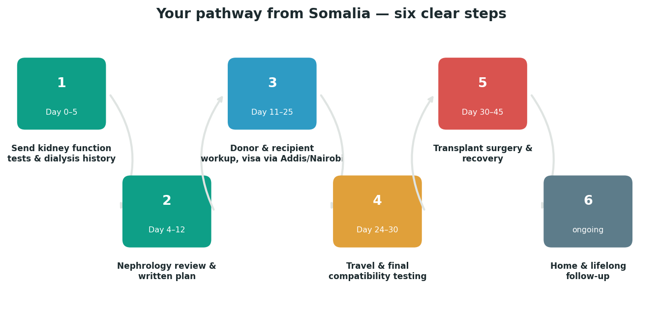 Chart: The practical journey from Somalia — plan it before you fly