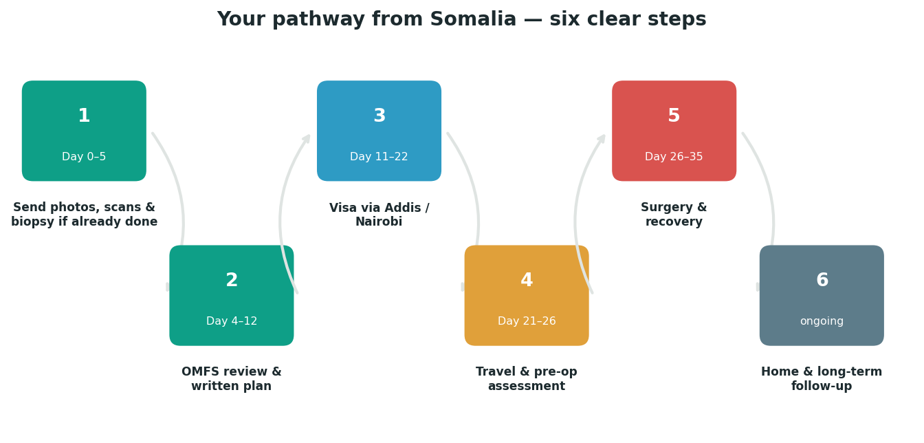 Chart: The practical journey from Somalia — plan it before you fly