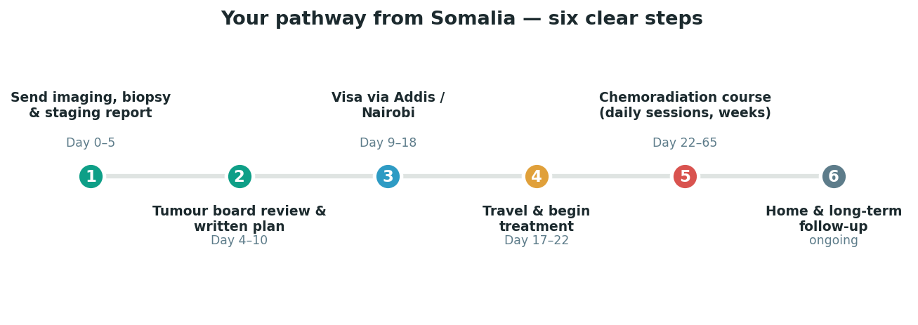 Chart: The practical journey from Somalia — plan it before you fly