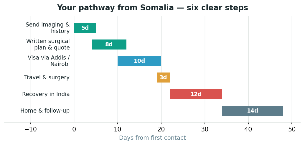 Chart: The practical journey from Somalia — plan it before you fly