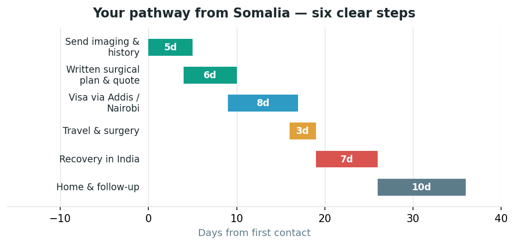 Chart: The practical journey from Somalia — plan it before you fly